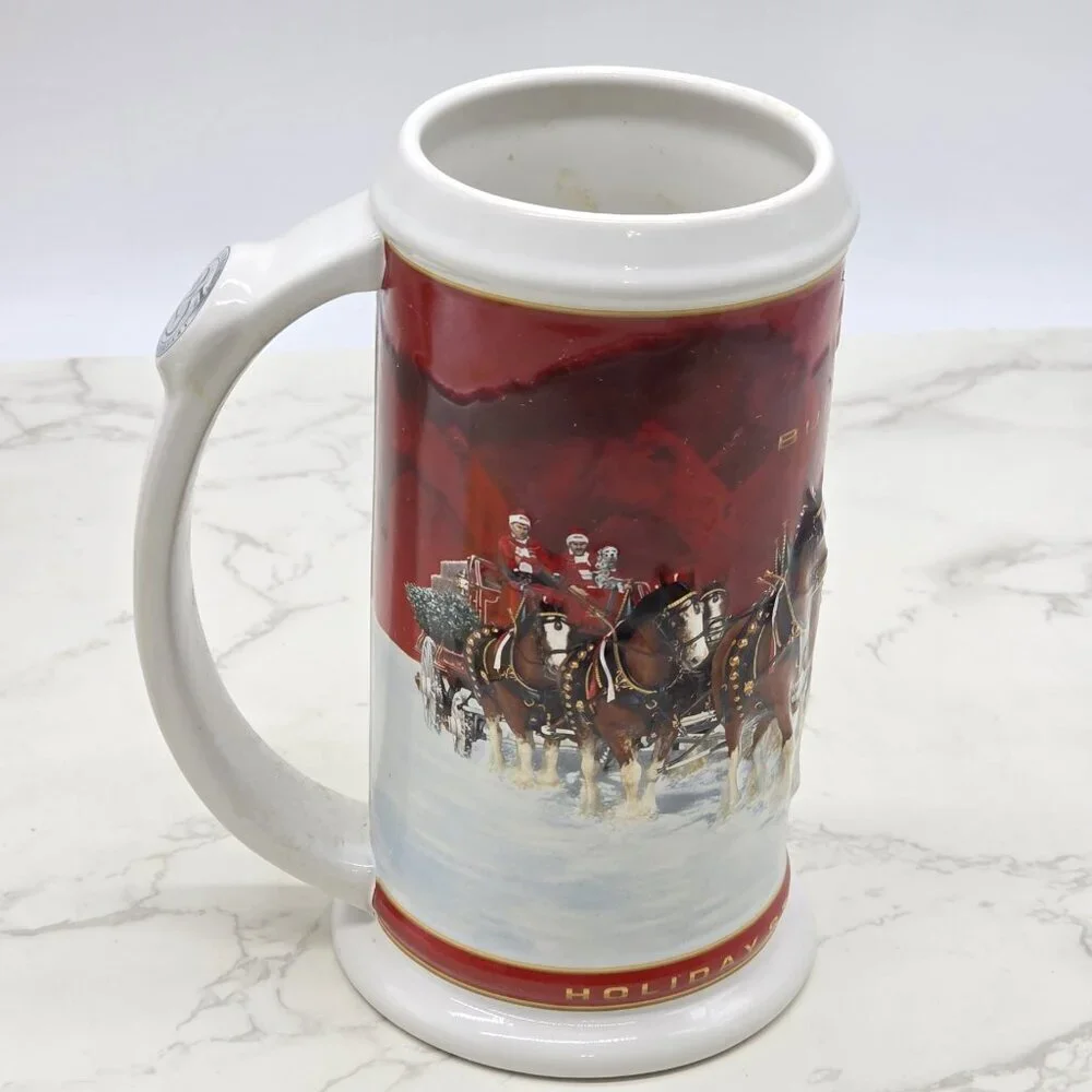 BUDWEISER Holiday Beer Stein 25th Anniversary 2004 CLYDESDALE Horse with COA New